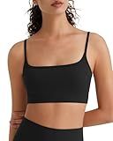 G4Free Sports Bras for Women Adjustable Spaghetti Straps Scoop Neck Camisole U Back Yoga Crop Top Low Impact Non Padded(Black,M)