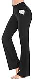 IUGA Yoga Pants Women Wide Leg High Waist Bootcut Workout Flare Leggings Tummy Control Work Dress Pants Women 4 Pockets Black