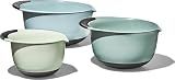 OXO Good Grips 3-Piece Plastic Mixing Bowl Set - Cadet Blue, Tower Gray, Jade, Small, Medium, Large