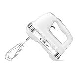 Cuisinart Power Advantage 5-Speed Hand Mixer, 220W-Motor Hand Blender Electric Mixer with 5 Speed Settings, Extra-Long Dishwasher-Safe Beaters, 60-Inch Swivel Cord, HM-50, White