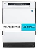 BLACK+DECKER 24" Built-In Dishwasher, 12-Place Setting Capacity with Stainless Steel Tub, Dish Washer with 5 Wash Programs and Smart Wash Cycle, ENERGY STAR Certified, BDW100MW, White