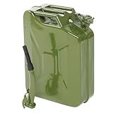 5.3 Gallon Metal Container with Spout and Handle, Cold-Rolled Steel Liquid Storage Jugs, Locking Pin and Sealed Cap, Flexible Pour Extension for Automotive, Off-Road, Lawn and Emergency,Green,1 Pack