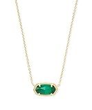 Kendra Scott Elisa Short Pendant Necklace for Women, Dainty Fashion Jewelry, 14k Gold-Plated Brass, Emerald Cat's Eye