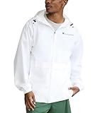 Champion Men's Stadium Full-Zip Jacket, Relaxed Fit, Wind, Water Resistant, White Small Script Logo