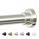 Mcrbeay Shower Curtain Rod, 1" Diameter Heavy Duty Tension Shower Rod, Non Slip Adjustable 28-74 inch No Drill Shower Curtain Rods Spring Tension For Bathroom, Shower Stall, No Rust, Brushed Nickel