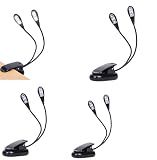 TEECOO 4 Pack Music Stand Lights, Eye Caring Clip-on Piano Light, USB & AAA Battery Operated, LED Book Reading Lamps, 4 Brightness, Ideal for Musician, Piano, Orchestra, Guitar, Travel (Dual Arm)