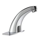 Touchless Bathroom Sink Faucet, Greenspring Motion Automatic Sensor Faucet, Hands Free Vanity Faucets with Hole Cover Plate, Modern Commercial with Control Box and Temperature Mixer, Chrome