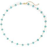 LADYGD Beaded Created Turquoise Choker Necklace for Women, Gold Tone
