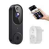 GridTera Smart Video Doorbell Camera Wireless, AI Human Detection and Instant Alerts, Night Vision, 2-Way Audio, Battery Powered, Cloud Storage Sold Seperately, 2.4G WiFi (Chime Included)