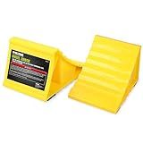PR1ME Wheel Chocks with Non-Slip Base for RV & Trailer. 2 Pack Heavy Duty Wheel Chock with Bright Yellow. Lightweight Wheel Stoppers for Cars Camper Trucks RVs, Fit for Most Tyre Sizes