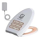Heated Toilet Seat Elongated with Soft Close, Constant Temperature Warm Toilet Seat, 17.72 x 14.37 Inch, White PP Material, Quiet & Non-Slip with 4 Bumpers, Easy to Install Toilet Seat Warmer.