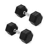 Fitvids Hex Dumbbells Rubber Coated Hand Weights Pairs for Exercises and Fitness, 20 LB Pair