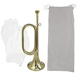Cheerock Gold Plated Brass Trumpet Bugle Horn with Bag & Gloves for Military Orchestra and Festival Performances