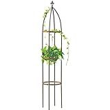 100% Metal Obelisk Garden Trellis 6.3 Feet Tall Sturdy Plant Support for Climbing Vines and Flowers Stands,1pc Upgrade (Bronze, Large)