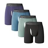 SHIQINUO Men's Moisture Wicking&No Ride Up Boxer Briefs,Ultra Soft Breathable Underwear for Men,Athletic,Everyday Wear,4 Pack(US, Alpha, Medium, Regular, Regular, 04-black/Green/Blue/Purple)