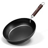 Armorbear Carbon Steel Frying Pan, Pre-Seasoned 11-Inch Cooking Skillet Wooden Handle, PFAS & PFOA-Free, Nitrided Black Fry Pan for Kitchen, Camping, Chef Use