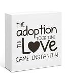 Adoption Gifts for Adoptive Parents, Thank You Gifts for Adoptive Parents, Adoption Day Gift Wooden Sign for Home Office Desk Decoration 5 x 5 Inches