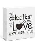 Adoption Gifts for Adoptive Parents, Thank You Gifts for Adoptive Parents, Adoption Day Gift Wooden Sign for Home Office Desk Decoration 5 x 5 Inches
