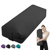 TokSay Rectangular Yoga Bolster Pillow - Yoga Pillow for Restorative & Yin Yoga - 30D High-Density Foam Bolster for Meditation, Stretching & Prenatal Support (Black)