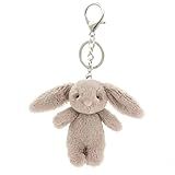 Miokkley Cute Bunny Plush Keychain for Backpack, 3.5" Inch Mini Rabbit Keychain Purse Charm Pendant Gift for Women (Gray Pink)