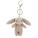 Miokkley Cute Bunny Plush Keychain for Backpack, 3.5" Inch Mini Rabbit Keychain Purse Charm Pendant Gift for Women (Gray Pink)