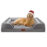 Comfort Expression Orthopedic Dog Bed for Extra Large Dogs 42x30 Inch, Waterproof Egg Crate Foam XL Pet Bed with Removable Bolsters, Dog Couch with Washable Cover & Non-Slip Bottom, Grey