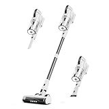 Klarpul Cordless Vacuum Cleaner, 550W 45KPA 60 Mins Runtime Fast Charging Vacuum Cleaner, Self-Standing LED Light Touch Screen Stick Vacuum for Home Light Weight,for Pet Hair/Carpet/Floor, White