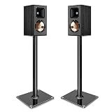 Speaker Stands Pair, 30" Fixed Height, 55lbs Weight Capacity, Glass Base