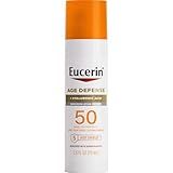 Eucerin Sun Age Defense SPF 50 Face Sunscreen Lotion with Hyaluronic Acid, Hypoallergenic, Mothers Day Gifts, 2.5 Fl Oz Bottle