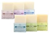 Adams Handmade Soap Variety Pack – 6 Bar Set: Tea Tree, Lavender, Eucalyptus, Patchouli, Peppermint, Lemongrass | Vegan, Cold Process, 84% Organic, USA Made