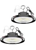 160W UFO LED High Bay Light, 24,000LM LED Shop Lights for Garage Warehouse Workshop, 5000K Daylight IP65 Waterproof Commercial Ceiling Fixture, 700W HPS/MH Equiv, ETL Listed, 6ft Cord, 2-Pack