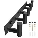 VAEHOLD Black Hat and Coat Wall Mount Rack 5 Hooks for Robes, Bags, Keys, and Towels Bathroom Towel Hanger Organizer (1 Pack)