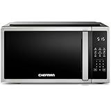Chefman Compact Countertop Microwave Oven 0.7 Cu. Ft., 700W with 10 Power Levels, 3 Cooking Presets with One-Touch Express Cook, 2 Defrost Settings, Child Safety Lock, & Mute Button – Stainless Steel