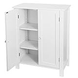 SUPER DEAL Modern Bathroom Floor Storage Cabinet with Adjustable Shelf and Double Door Rust Proof, Living Room Modern Home Furniture Storage Organizer Cabinet