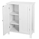 SUPER DEAL Modern Bathroom Floor Storage Cabinet with Adjustable Shelf and Double Door Rust Proof, Living Room Modern Home Furniture Storage Organizer Cabinet