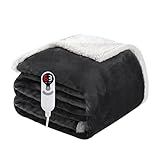 Electric Heated Blanket Full Size 72"x84", Soft Flannel with Overheat Protection, 9 Adjustable Heat Settings & 10-Hour Auto-Off Timer, Fast Heating for Winter Comfort, Dark Gray