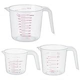 DTDNZKN 3 Pack Measuring Cup Set, Includes 250Ml (1-Cup), 500Ml (2-Cup) and 1000Ml (4-Cup) Plastic Liquid Measuring Cups- Baking, Cooking, Mixing & Measuring Cups, Essential Kitchen Tools