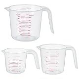 DTDNZKN 3 Pack Measuring Cups, 250ml (1-Cup), 500ml (2-Cup) &1000ml (4-Cup)
