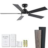 Modern Ceiling Fans with Lights - 52 inch Black Outdoor Ceiling Fan with Light and Remote, Reversible DC Motor, 6-Speed Quiet 3CCT LED Dimmable for Bedroom, Indoor and Outdoor, Patios , ETL Listed