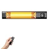 Wall-Mounted Electric Patio Heater, 34" 1500W Infrared Heater With Motion Sensor, IPX5 Waterproof, 9 Heat Level & 9H Timer, Indoor & Outdoor Heaters for Patio, Backyard, Garage, and Decks