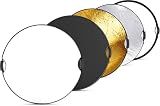NEEWER 80cm Light Reflector with Handle & 3/8" Thread, 5 in 1 Foldable Round Light Diffuser, Translucent/Silver/Gold/White/Black for Studio or Outdoor Photo Lighting, RF-80II