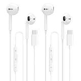 USB C Headphones for iPhone 17 16 15, Wired Earbuds USB C with Microphone & Volume Control, for Apple Headphones Wired, Earphones for iPhone, Android, iPad, Galaxy S25 S24 Ultra, Pixel 9 【2 Packs】