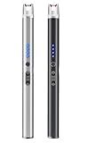 2 Pack Electric Candle Lighter USB Rechargeable Lighters Windproof Plasma Arc Lighters Flameless Type C Long Lighter with Safety Switch for Candle BBQ Camping Birthday Fireworks