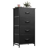WLIVE Small Dresser Nightstand for Bedroom, 4 Drawers, Charcoal Black