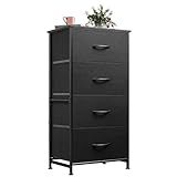 WLIVE Dresser with 4 Drawers, Fabric Storage Tower, Organizer Unit for Bedroom, Hallway, Entryway, Closets, Sturdy Steel Frame, Wood Top, Easy Pull Handle, Charcoal Black