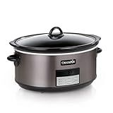Crock-Pot Large 8-Quart Programmable Slow Cooker with Auto Warm Setting Black Stainless Steel