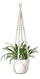 Mkono Macrame Plant Hanger Indoor Hanging Planter Basket with Wood Beads Decorative Flower Pot Holder No Tassels for Indoor Outdoor Boho Home Decor 35 Inch, Ivory, Set of 1 (POTS NOT Included)