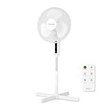 Holmes 16" Digital Stand Fan, 80° Oscillation, 3 Speeds, 3 Modes, 7.5-Hour Timer, Adjustable Height, 30° Head Tilt, Ideal for Home, Bedroom or Office, Remote Control, White