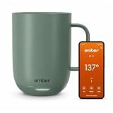 Ember Temperature Control 14oz Smart Mug 2, App-Controlled and Rechargeable Heated Coffee Cup Warmer with Intelligent LED Display, Sage Green.