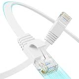 Mnlnbuao Cat 6 Flat Ethernet Cable 50 FT, UTP 10Gbps High-Speed Cat6 Ethernet Cable, Pure Copper Cat 6 Cable, Long Ethernet Cable for Home or Office Network Wiring, White